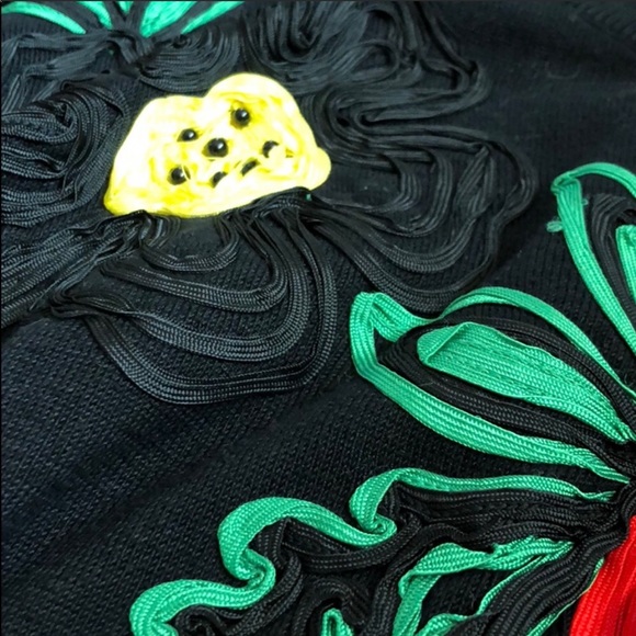 VTG ESCADA black floral embroidered sweater B9 - Picture 6 of 6